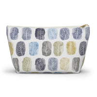 Watercolor Leaf Stamp Accessory Pouch w T-bottom in Navy